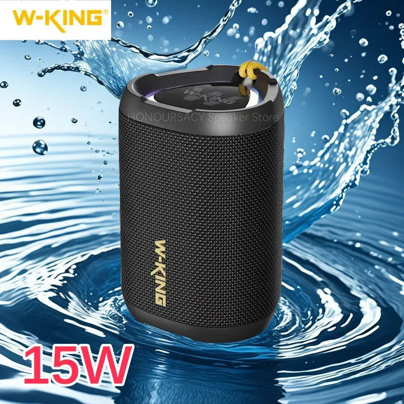 W-KING Speaker Bluetooth 5.3 Nirkabel Suara HiFi Kuat Bass Lampu RGB BT Kotak Musik Berkemah Luar Ruangan Portabel untuk Ponsel Pintar