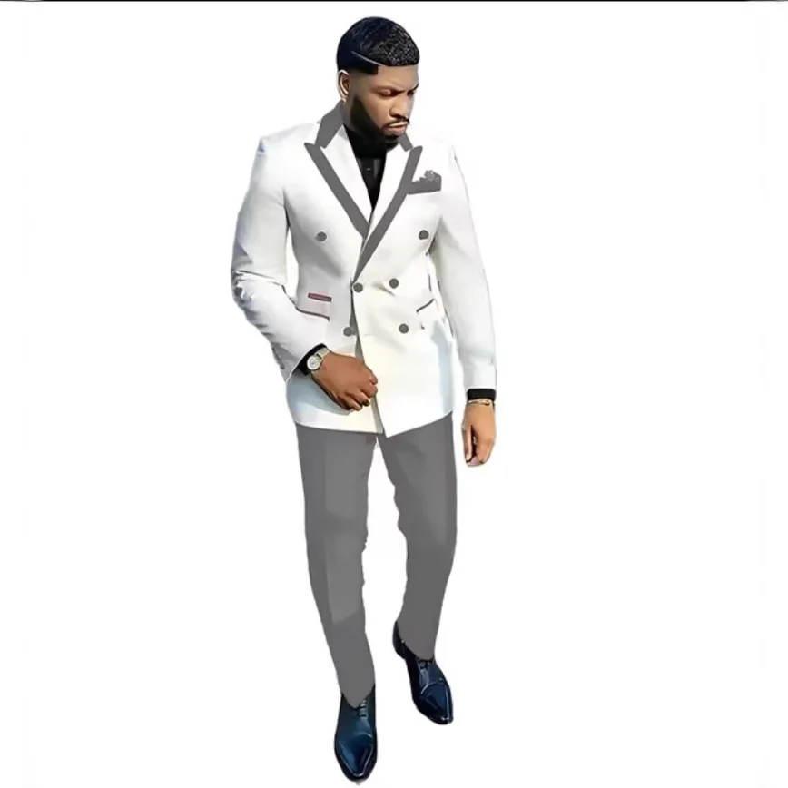 

Classic Blue Men Suit Sets Formal Party Tailor-made Luxury Blazer Pants 2 Pieces Wedding Prom Gentlemen Fashion Jacket Outfits