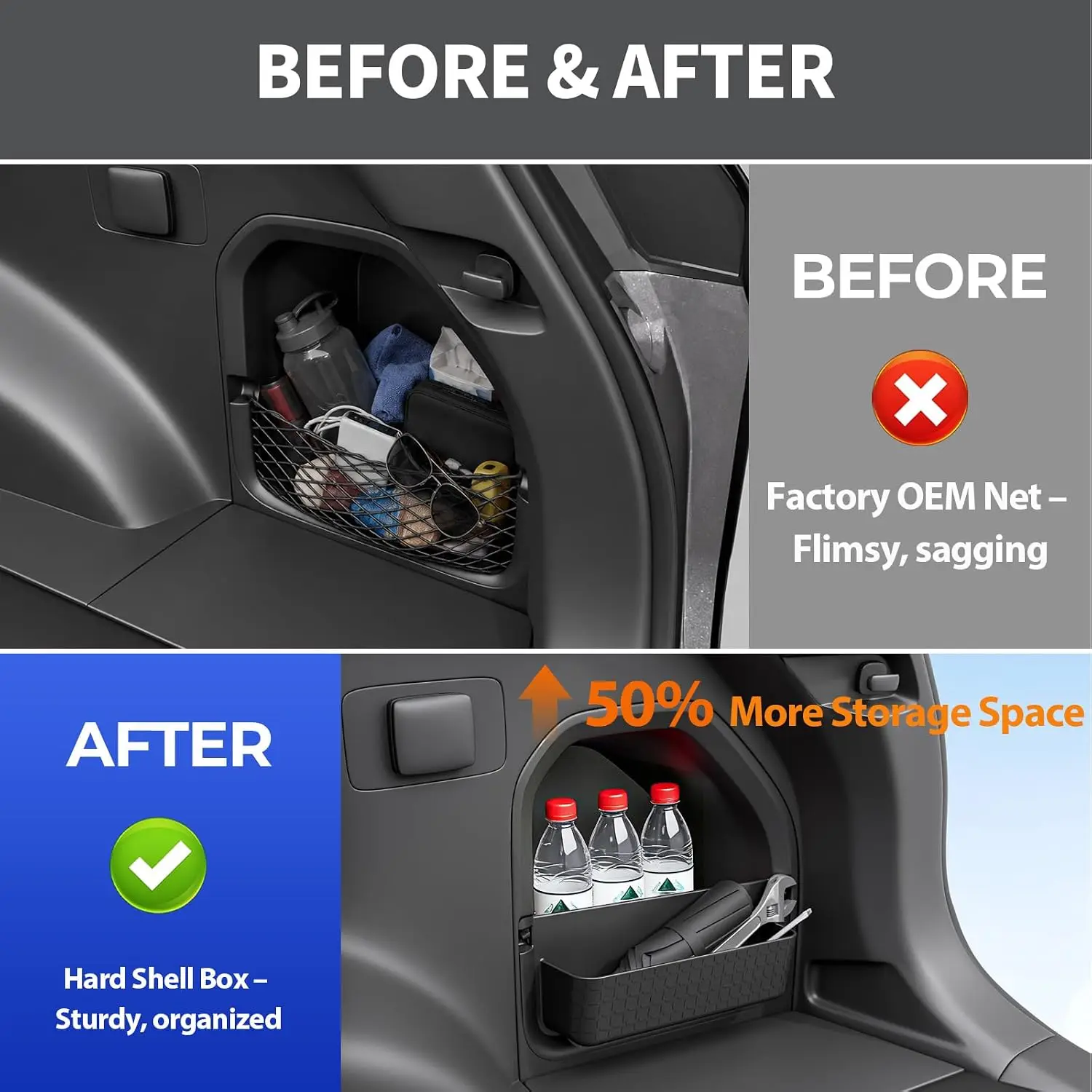 Trunk Organizer Side Panel with Divider for Toyota RAV4 2020-2026