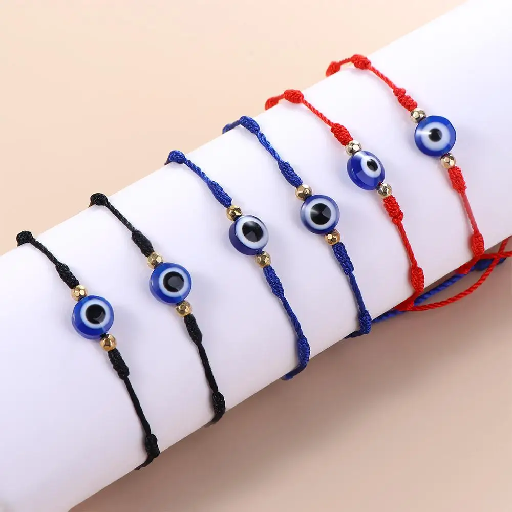 Fashion Jewelry Blue Glasses Seven Knots Lovers Hand-woven Bracelets Couple Bracelets Braided Hand Ropes Blue Eye Bracelets