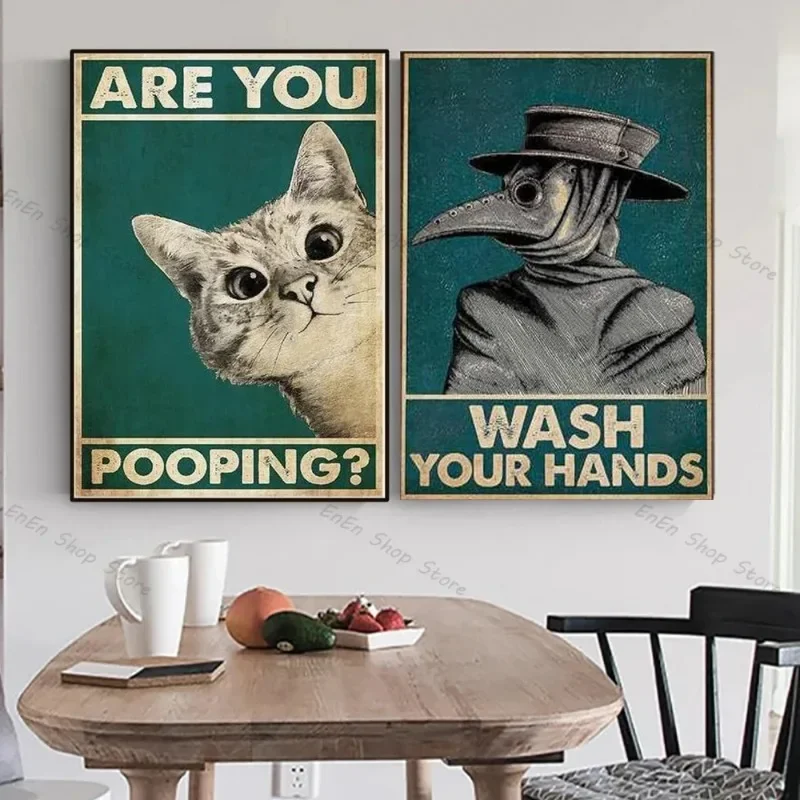 Canvas Painting Wall Art I Hate My Jobs Funny Poster Vintage Oh My Eyes Plague Doctor Wash Your Hand Print BathRoom Home Deco