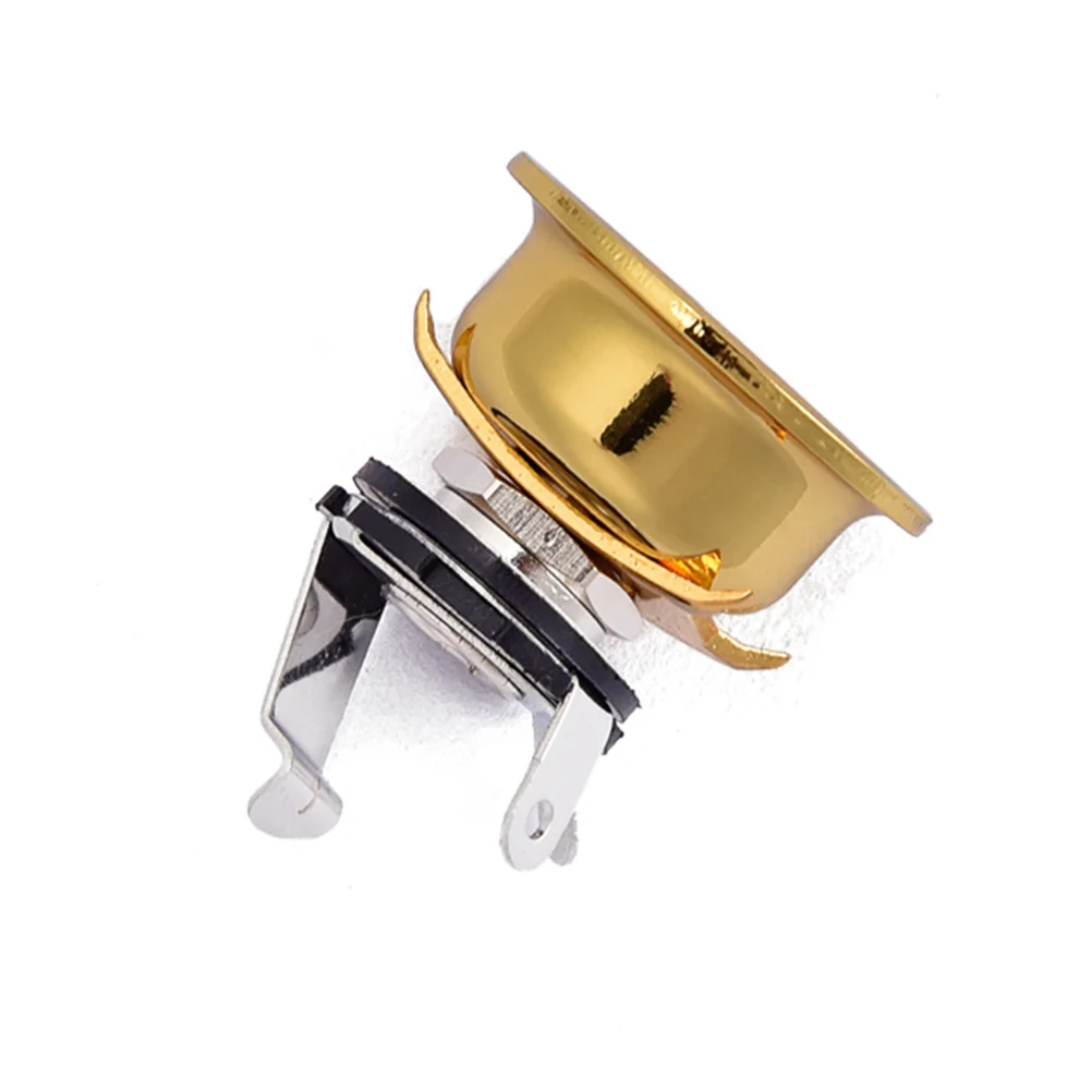 

1 pc 1/4 Inch 6.35Mm Golden Jack Socket Guitar Output Input Endpin Connector Replacement Chrome Nut Chrome Washer Bass