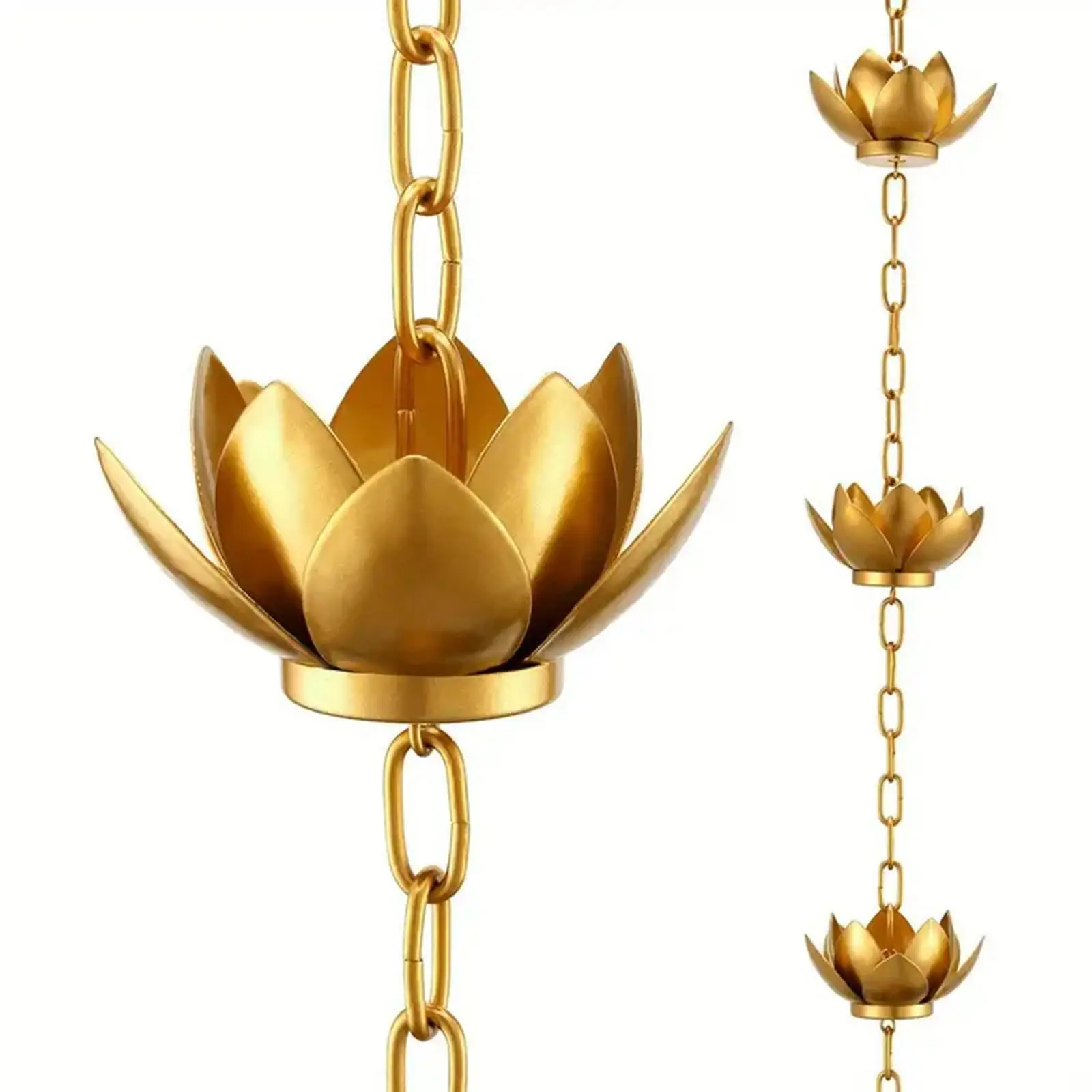 120cm Lotus Flower Rain Chain for Gutters Replacement Downspouts Rainwater Diverter for Awnings Garden Display Home Roofs