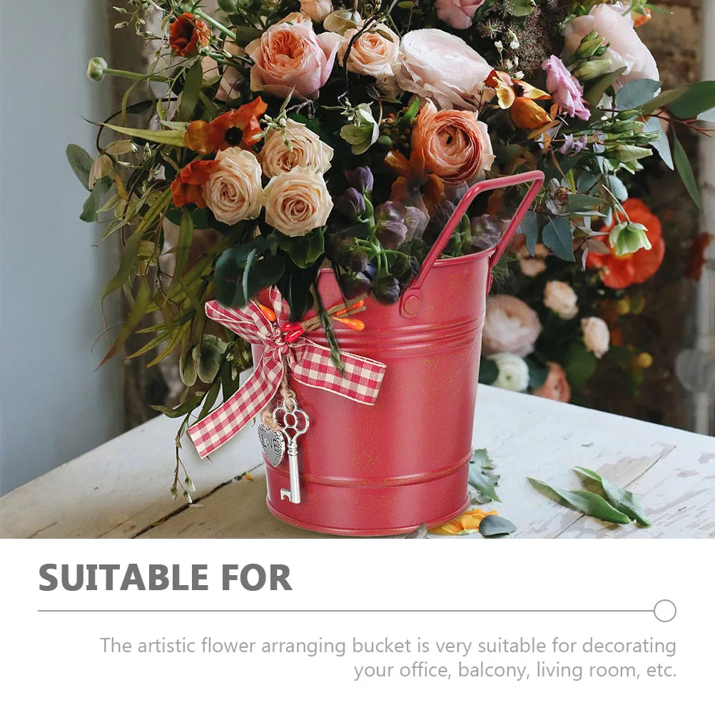 

2Pcs Tin Bucket Galvanized Iron Retro Metal Flowerpot Planting Vase Office Balcony Decor MultiFunction Christmas