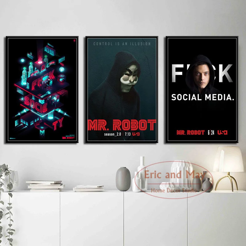 

Новый сезон, популярный принт Mr Robot для ТВ-шоу, художественный постер на холсте для гостиной, Декор, домашняя Настенная картина