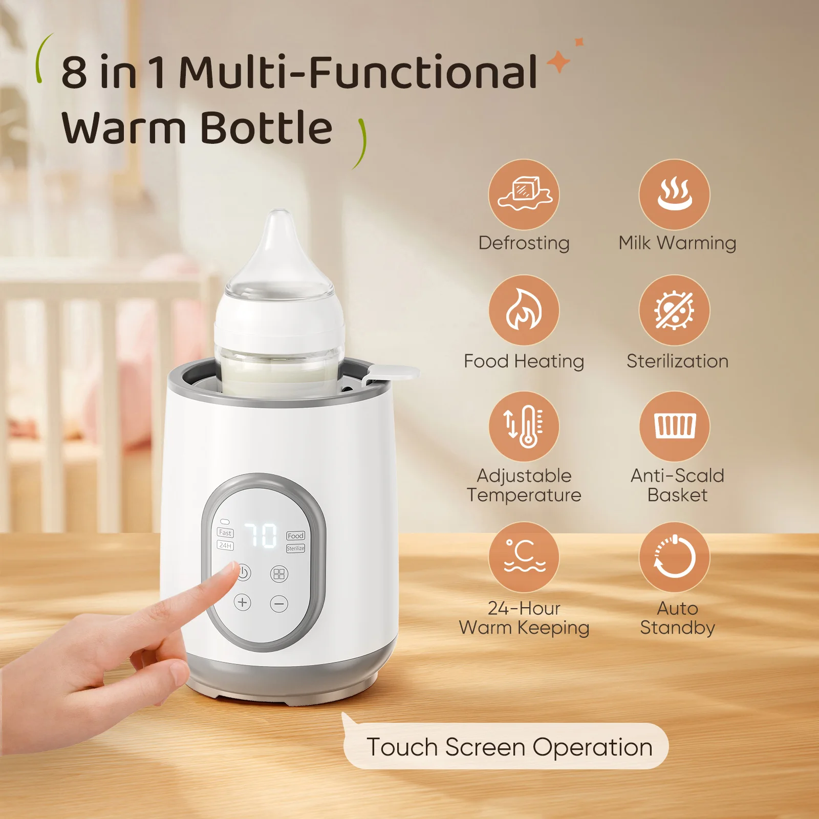 Multifunction Bottle Warmer Sterilizer Accurate Temp Control  Milk Heater for Feeding Care
