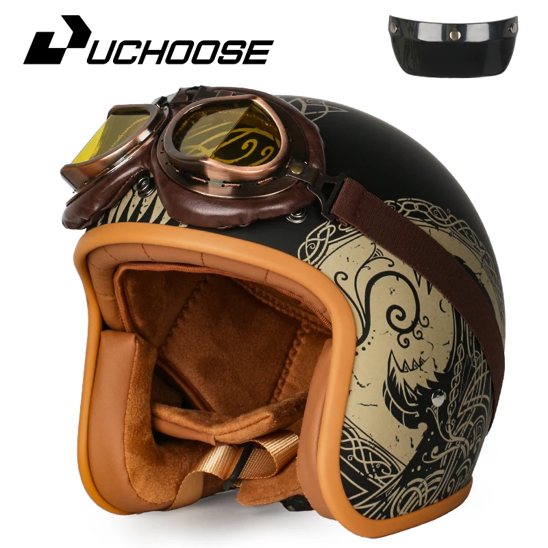 

Motorbike helmet DOT certified 3/4 retro helmet men and women four seasons universal electric helmet