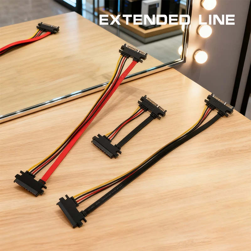 Sata 22 pines macho a hembra Cable de extensión Sata SATA 22 pines macho a hembra 7 + 15 pines Sata Cable combinado de alimentación de datos disco duro