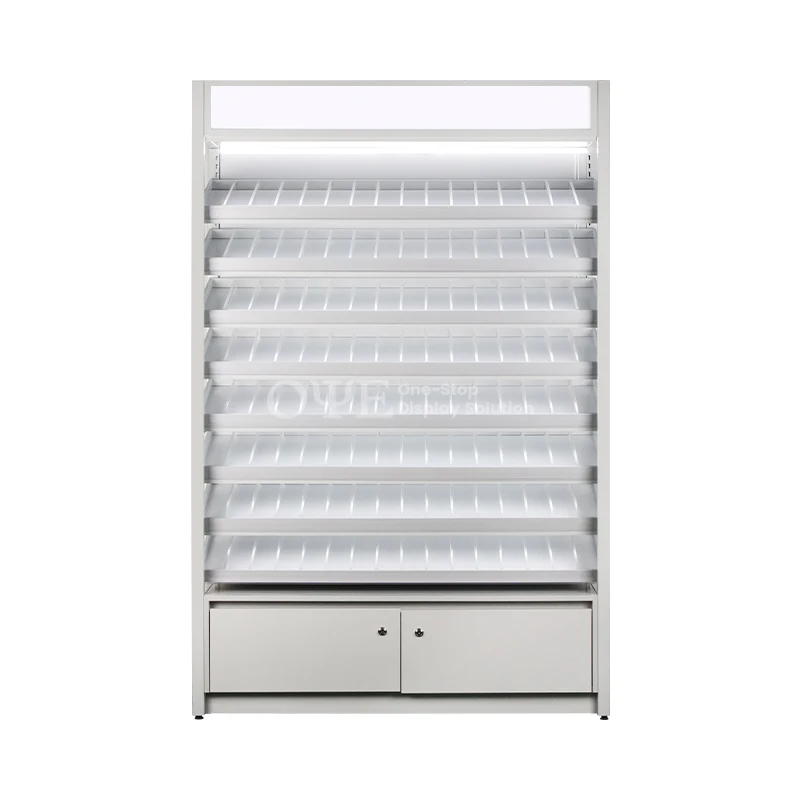 Wholesale Retail Modern Nail Display Cabinets with LED Light  Salon Beauty Storage