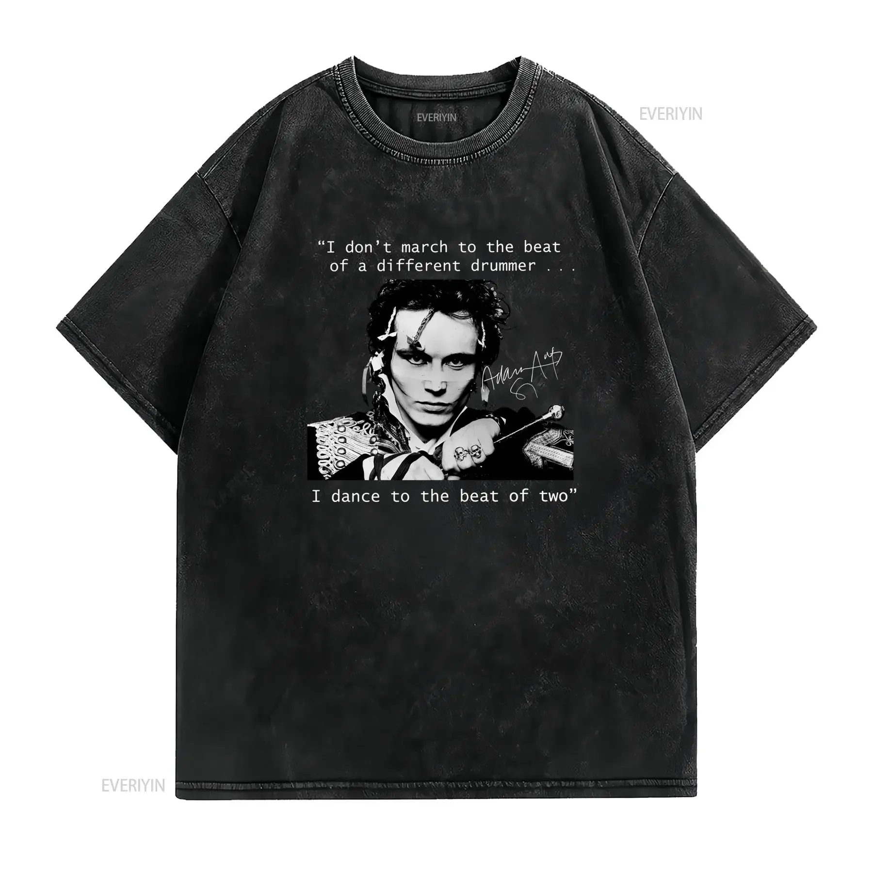 Adam Ant Vintage Signature T Shirt for Men Iconic Music Band Logo Autograph Style Print Breathable Black Cotton with Quote