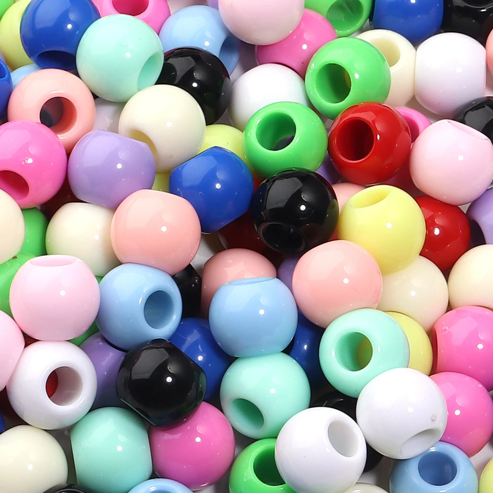 50 Stück 14 mm einfarbige Perlen mit großem Loch, lose Abstandsperlen aus Acryl, runde Perlen für die Schmuckherstellung, DIY-Charms, Armband, Halskette, Großhandel