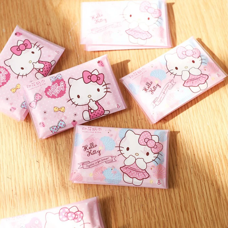 

Sanrio HelloKitty салфетки Kawaii Sanrio мультфильм Печатные Бумажные полотенца Портативный кошелек милые искусственные бумажные салфетки