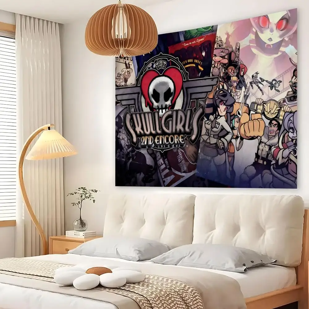 S-SkullGirls C-Chart Tapestry Custom Living Bedroom Party Dormitory Interior Wall Bohemian Decoration Attached Clip