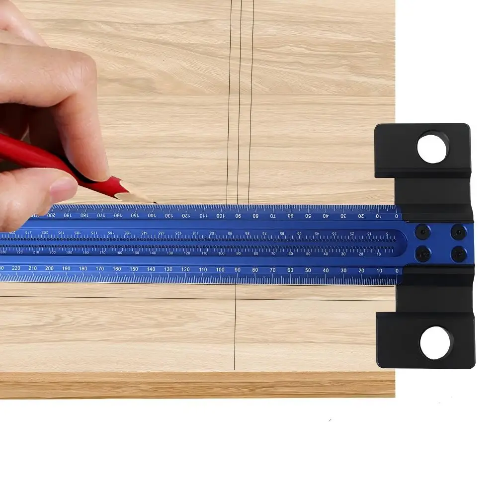 1Pc Woodworking Scriber T-Square Ruler 50cm, Architect Ruler for Carpenter Work, Layout and Measuring Tool Scribing Guide