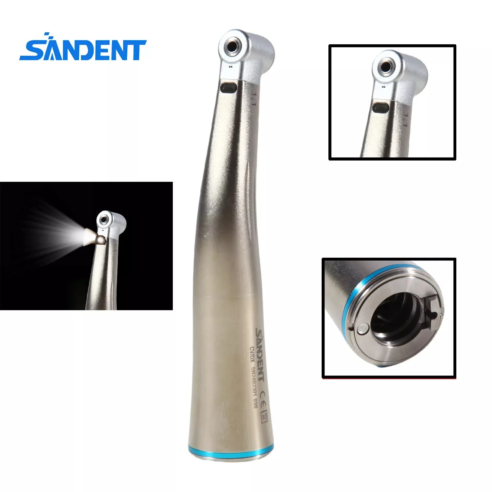 NSK estilo Dental fibra óptica LED contraángulo 1:1 pieza de mano eléctrica de baja velocidad NSK Inter Head botón pulsador