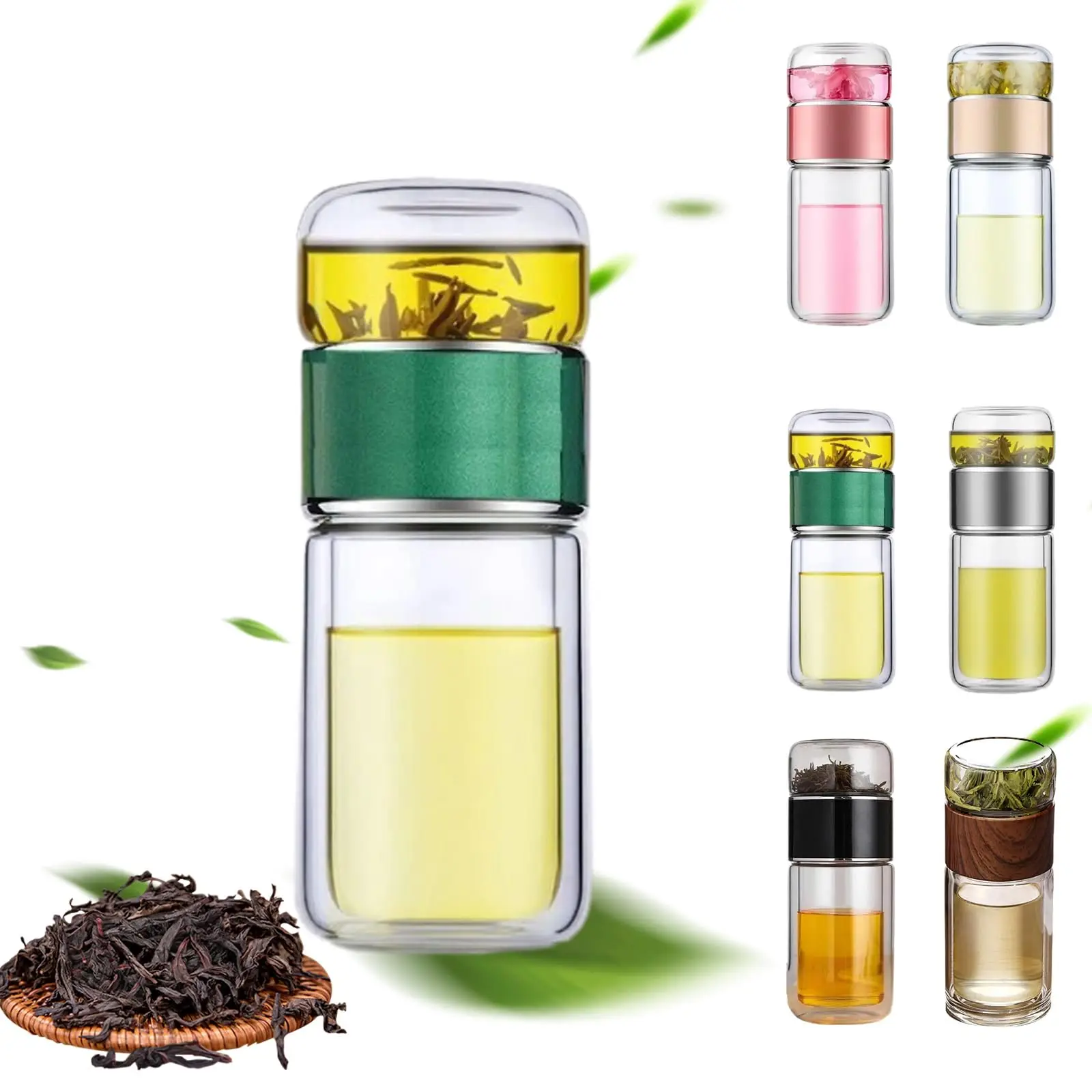 

350ML Tea Water Bottle High Borosilicate Glass Double Layer Tea Water Cup Infuser Tumbler Drinkware Water Bottle With Tea Filter