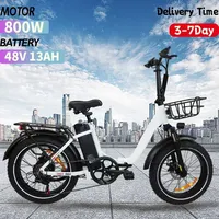 New Ebike 800W Aluminum Folding Electrci Bicycle 20*4.0 Inch Fat Tire Beach Snow Ebike 48V 13ah Lithium Battery Electric Bicycle