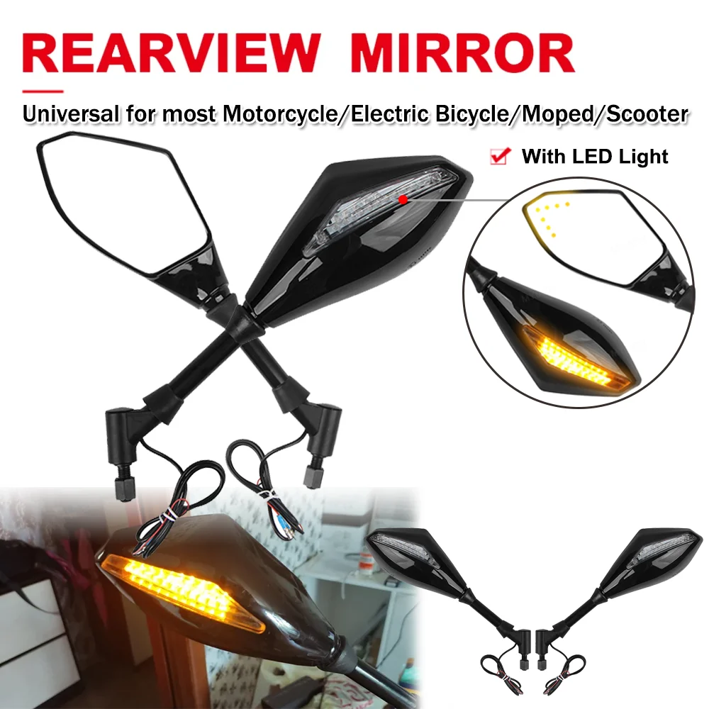 

Universal Rearview Mirrors Motorcycle Side Mirror with LED Turn Signal Lights For BMW R1250GS R1200GS ADV For Yamaha MT 07 09