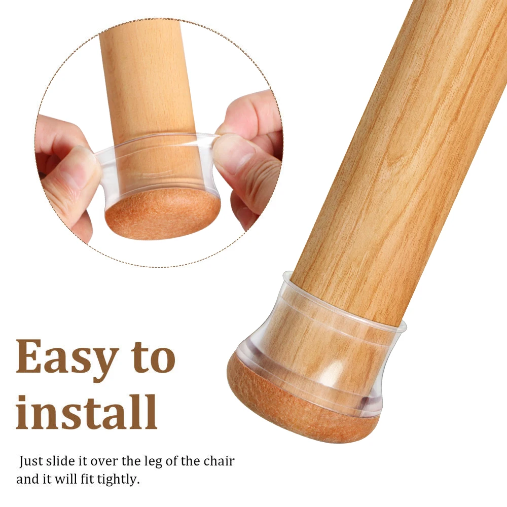 4 PCS Silicone Chair Leg Floor Protectors Hardwood Floors Furniture Pads with Wrapped Felt Bottom to Prevent Scratches