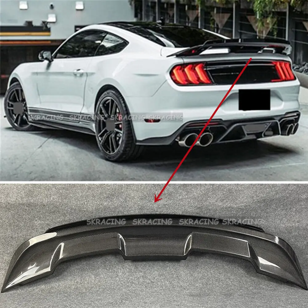 

Fits 15-23 Ford Mustang Carbon Fiber Double Layer Rear Trunk Spoiler GT500 Style