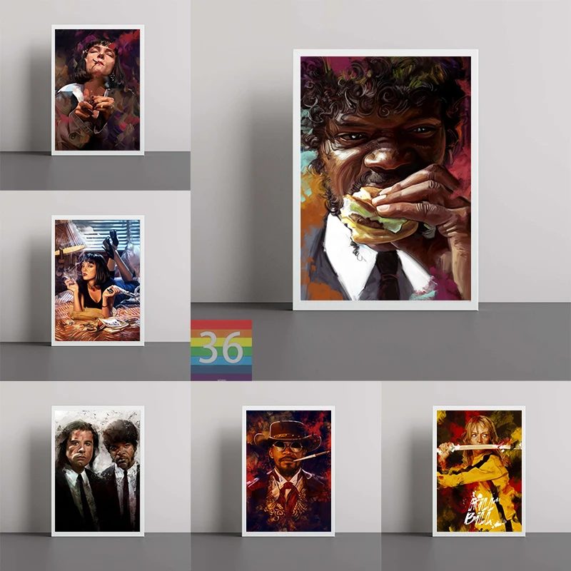 filmes-dirigidos-por-tarantino-filmes-personagens-cartaz-impressoes-em-tela-filmes-vintage-decoracao-da-parede-casa-quarto-barra-decoracao-da-parede