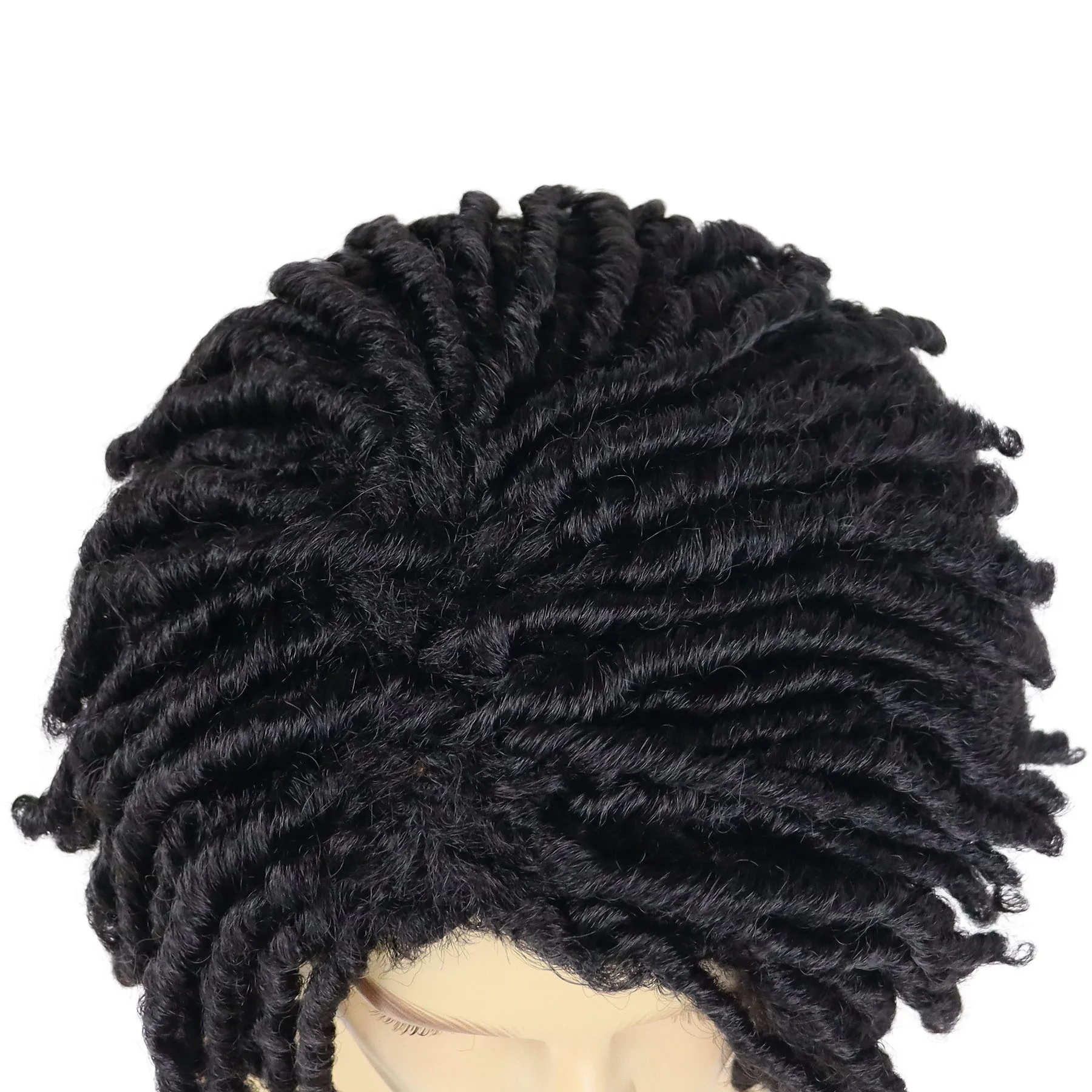 Synthetic Short Dreadlock Wig for Men Rasta Faux Locs Wigs Afro Bob Ombre Brown Twist Fake Hair Wig Natural Braid Wigs 14 Inches image 3