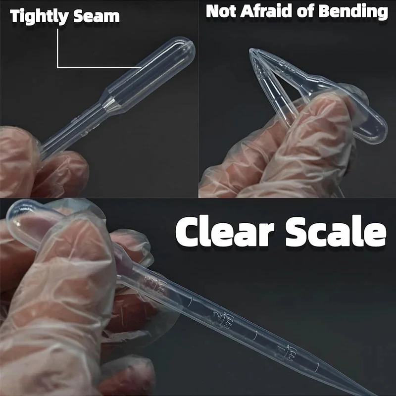 100Pcs Plastic Pipettes 3ml Transparent Transfer Pipette Droppers Epoxy Resin Casting Scientific Experiment Liquid Extraction