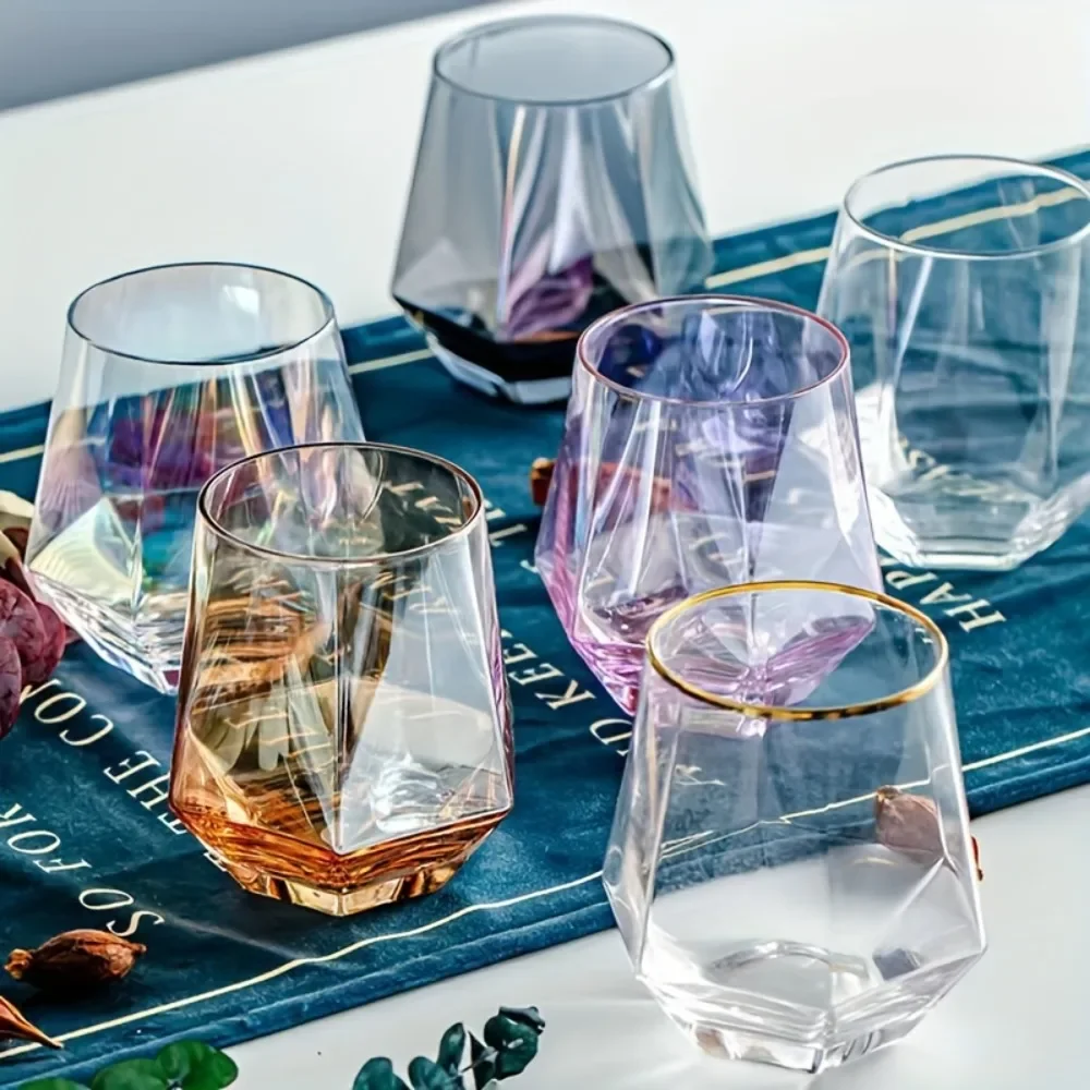 4pcs Creative Stylish Rolling Whisky Glasses Transparent Glass Water Cups for Juice Tea Coffee Cup Home Bar Club Restaurant Use