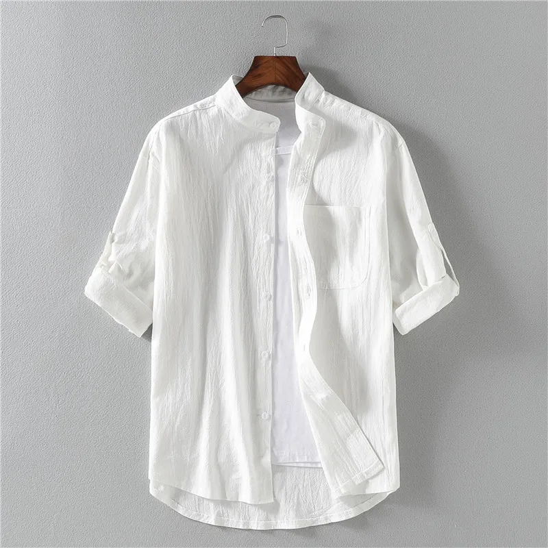 Summer Hawaiian Shirts for Men Loose Fit Lightweight Short Sleeve Stand Collar Youthful Trendy Top Casual Shirt