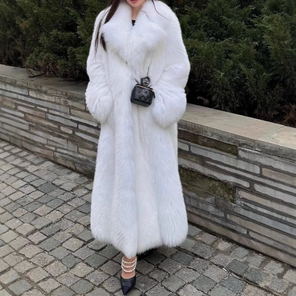 ロングコート女性フェイクファージャケット Y2k ストリートウェアターンダウンカラーコート厚く暖かいジャケットエレガントな仕事アウター秋冬