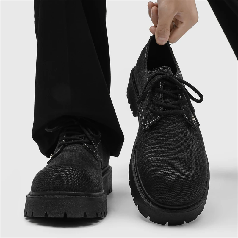 

Cleanfit oes Мужская весенняя джинсовая куртка Miey Big Head oes с круглым носком, повседневная кожаная oes Thi Bot Heightening Bla