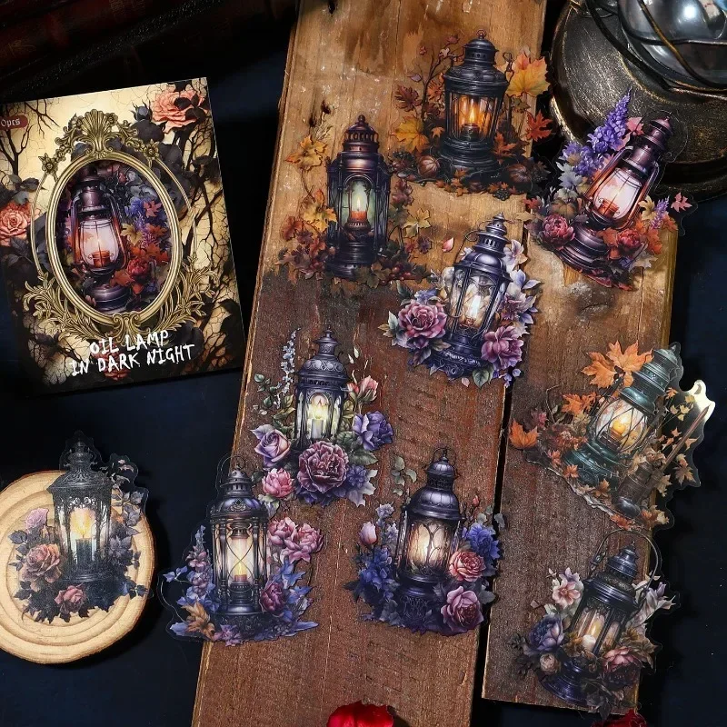 10Sheets Night Light Series Retro Gothic Handbook Materials Stationery School PET Sticker Dark Supplies Scrapbook 153*103MM
