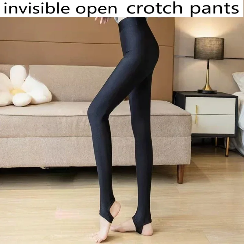 Invisible open-crotch pants 2022 spring and summer 47-115kg plus velvet glossy pants, plus fertilizer for women who step on