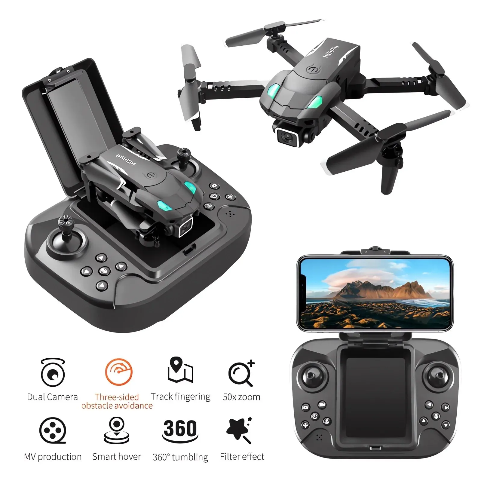 New S128 Mini Drone 4K Professional HD Dual Camera Three-Sided Obstacle Avoidance Air Pressure Fixed Height Foldable Quadcopter