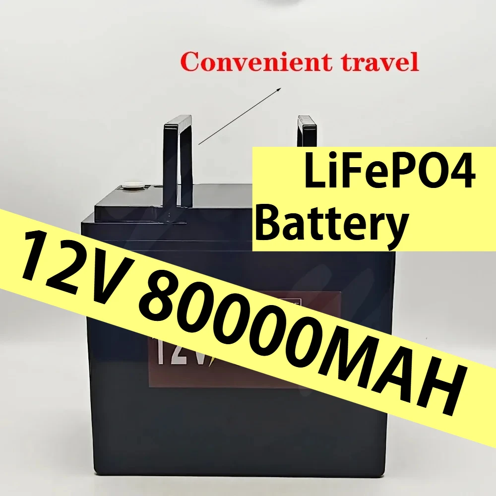 

For RV Campers Golf Cart Solar 12V 80Ah LiFePO4 Battery Built-in BMS 5000 Cycles