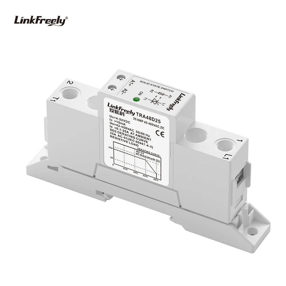 TRA23D25K TRA48D25K 25A Mini Smart Auto Solid State Relay Module DC to AC 24-280VAC 42-480VAC Out SSR Relay Board With Radiator