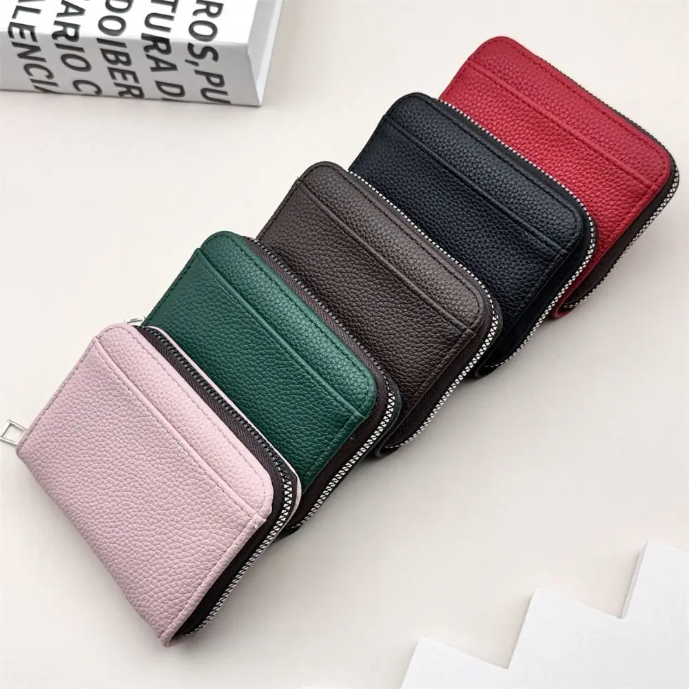 

Подарочный женский кошелек из искусственной кожи, однотонный противоугонный мини-карман для монет, портативный водонепроницаемый кошелек на молнии, унисекс