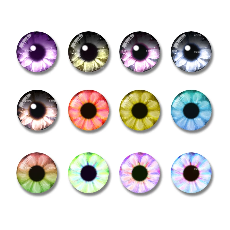 20pcs Plush Toy Doll Simulation Animal Glass Doll Eyes 8mm-20mm Round Photo Glass Cabochon Demo Flat Back Making Findings DIY