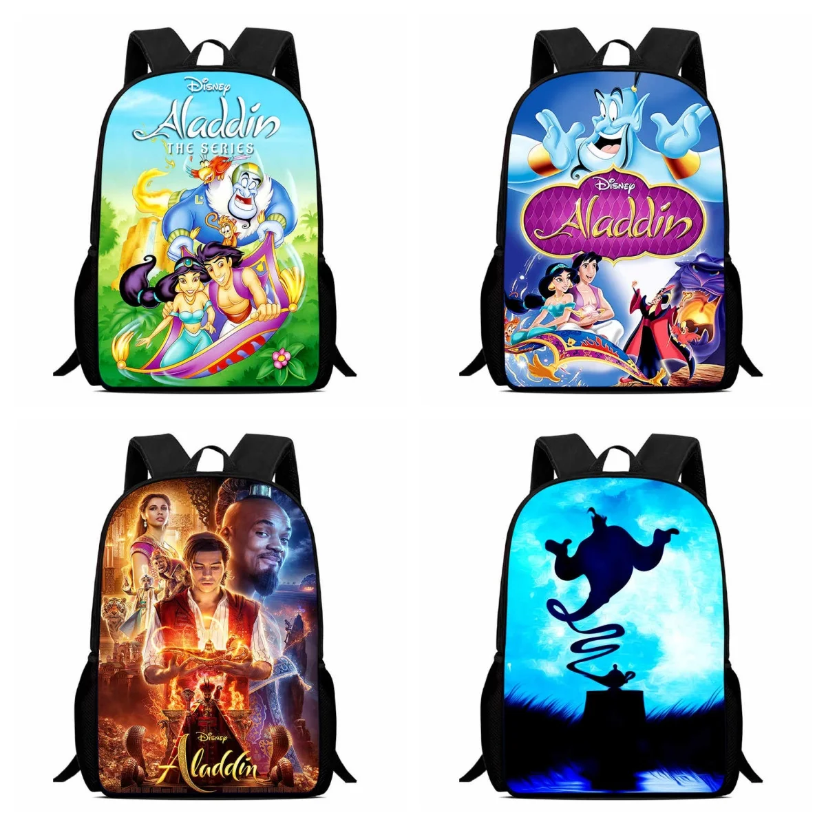 

15-дюймовые школьные ранцы с изображением Диснея Аладдина для мальчиков и девочек, школьный рюкзак для детей Диснея в возрасте от 5 до 10 лет, легкий детский рюкзак