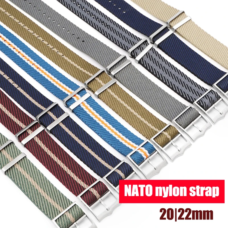 20mm 22mm Woven Nylon Strap Soft Fabric Men Women Striped Replacement Band Watch Accessories for Tudor for Rolex for Omega