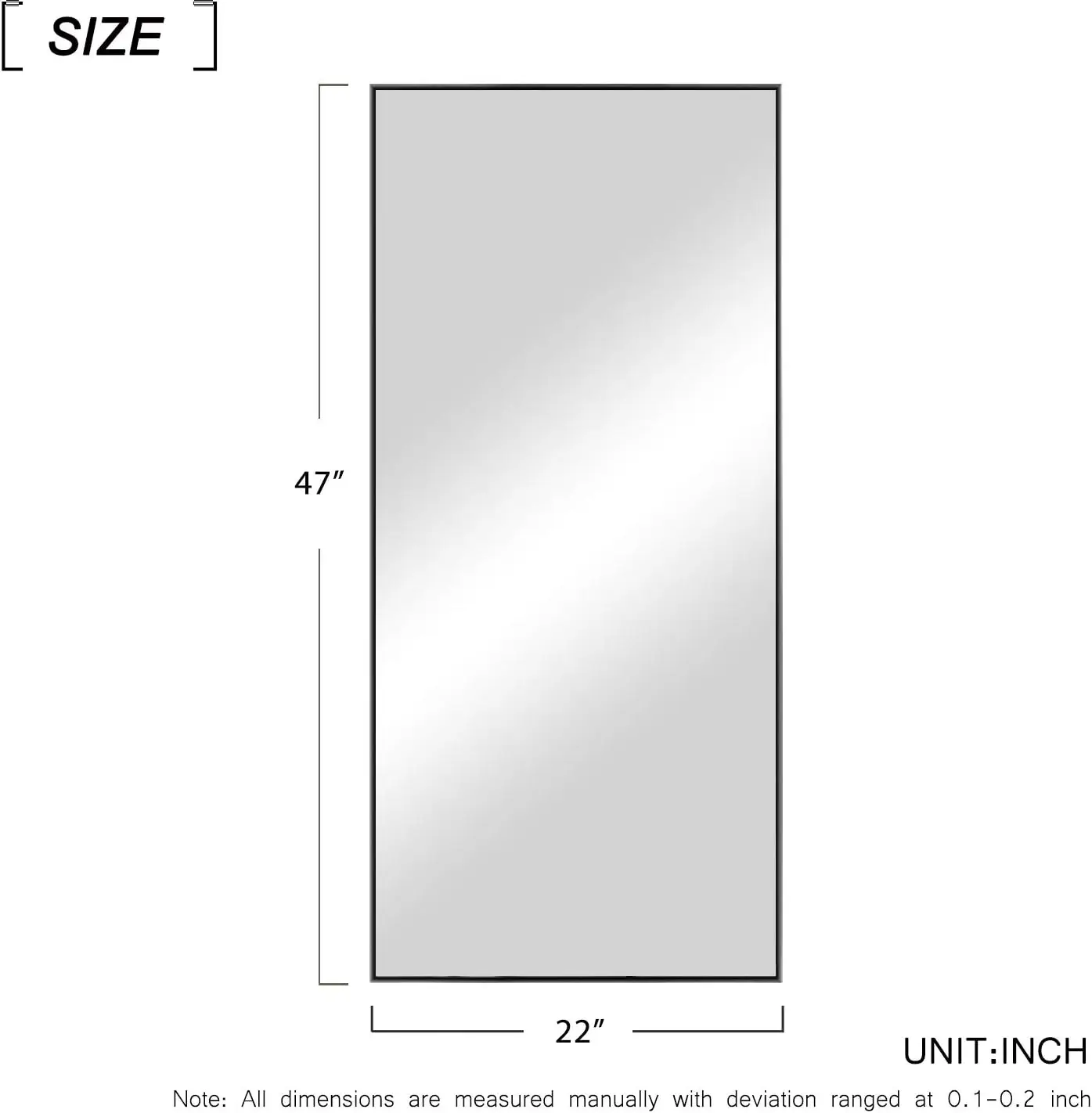 Full Length Wall/Floor Mirror - Dressing/ Make Up Mirror for Bathroom/ Bedroom/ Living/ Dining/ Entry, Black, 47