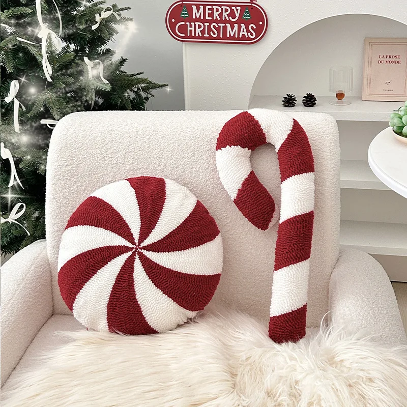 

Christmas Candy Cane Pillow Gingerbread House Decoration Plush Throw Pillow Winter Home Decor Living Room Sofa Couch Cushions