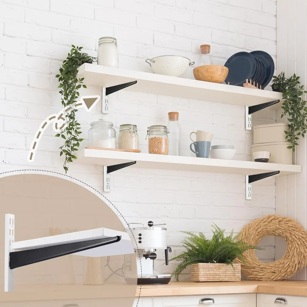 منظم خزانة مزدوج المسار عالي التحمل مع 20 دعامة رف سلكية سوداء قابلة للتعديل، 16.5 بوصة لتخزين معزز #4