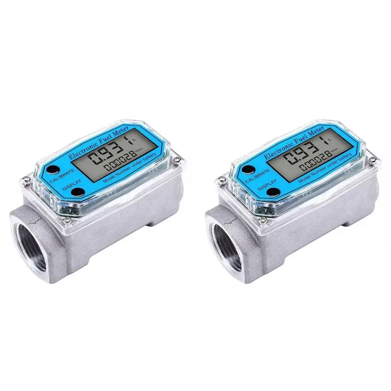 

2X Turbine Digital Diesel Fuel Flow Meter Oval Gear Flow Gauge BSPT/NPT 1Inch 200L/Min