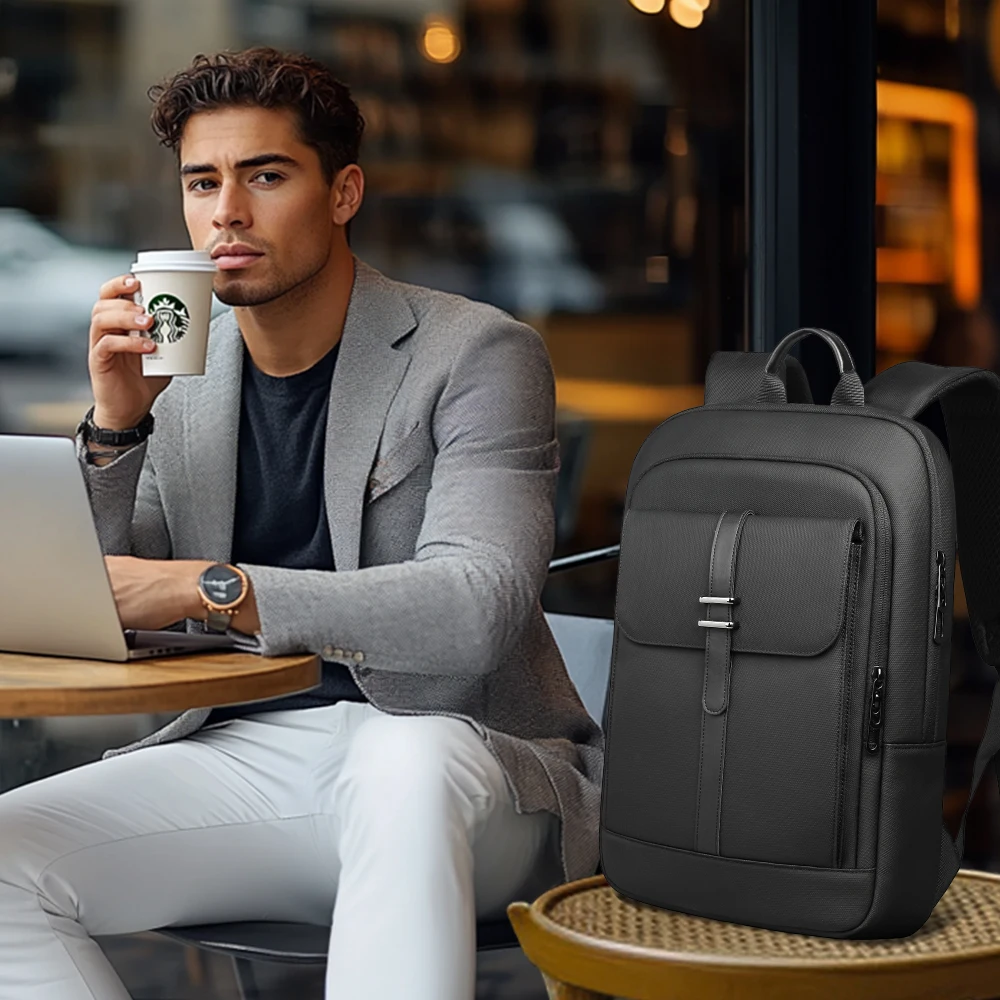 HcanKcan رجال الأعمال على ظهره سليم مقاوم للماء 15.6 بوصة حقيبة لابتوب عادية كلية حقيبة المدرسة حقيبة السفر حقائب العمل #3