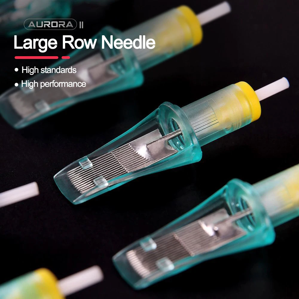 High Quality Aurora Ⅱ Large Row Needles Stainless Steel Sterilized Tattoo Needles Cartridge For Big Pattern And Shadow Coloring