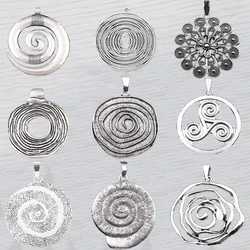 2 Pieces Tibetan Silver Large Open Spiral Swirl Round Vortex Charms Pendant for DIY Necklace Jewellery Making Finding Accessorie