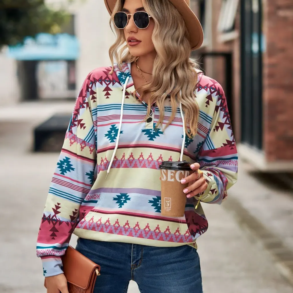 Felpa con cappuccio da donna autunno alla moda stile streetwear manica lunga girocollo pullover top per abbigliamento casual