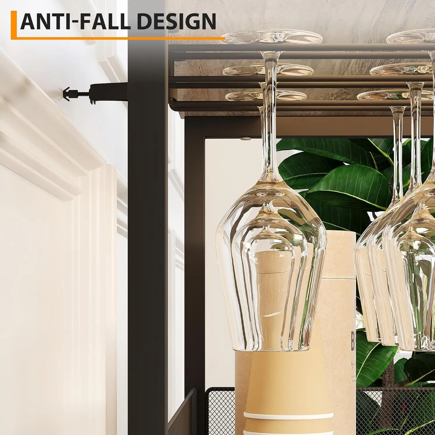 Шкаф для винного бара с местом для хранения вещей и съемной винной полкой, кофейный бар с держателем для стекла, 3-х уровневый кухонный шведский шкаф