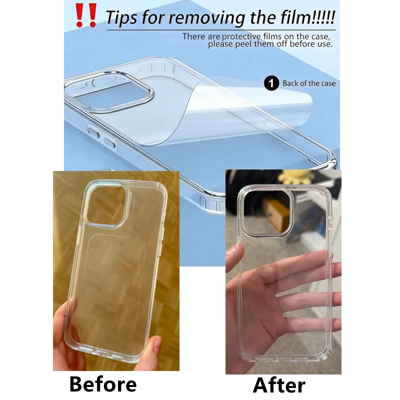 Funda transparente de lujo para iPhone 18 17 Air 16 15 14 Plus 13 12 11 Pro Max, acrílico duro HD claro, resistente a golpes 3
